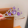 Children's pink crystal crown alloy headband hair accessory for dress-up.
