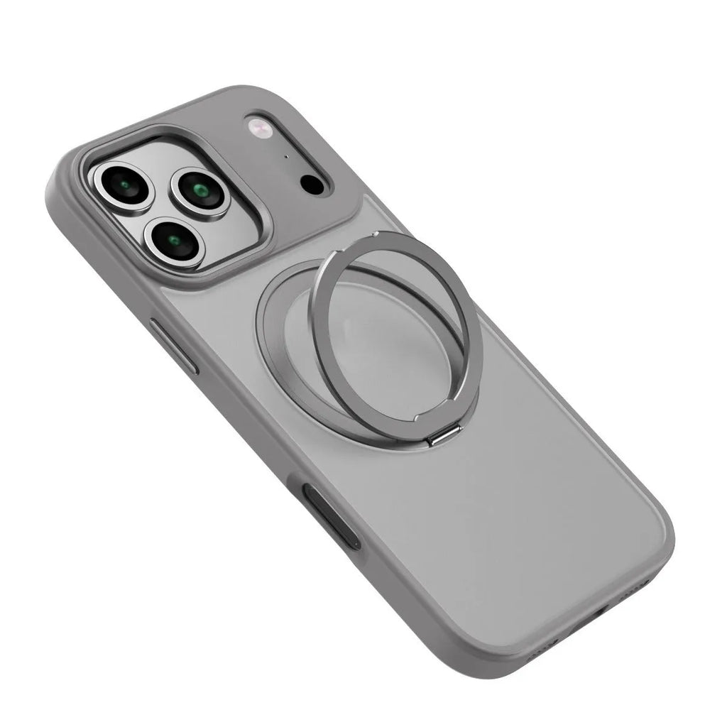 360 rotating magnetic iPhone case with invisible bracket in black, grey, or Desert Gold