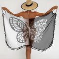 Women's cartoon print mesh bikini swimsuit with spandex lining in Black and White