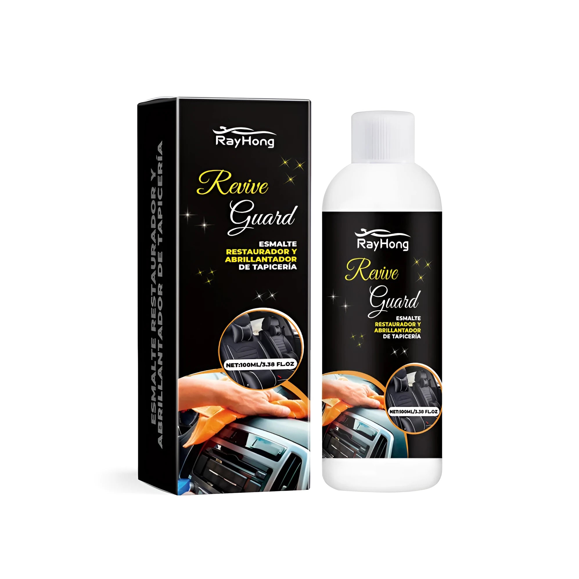 Automotive polish paste in box for car interior maintenance measuring 3.8 by 12.3 centimetres