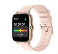 Smart watch with blue strap and 1.7-inch colour touch screen displaying time and heart rate.