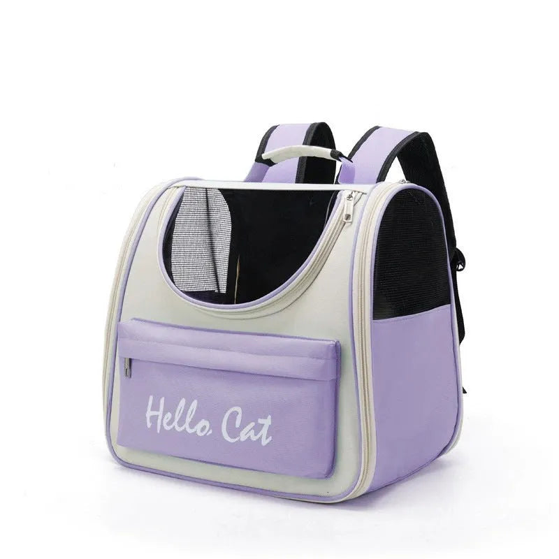 Portable breathable pet bag in Oxford PVC, medium-hard, solid colour, available in five colours