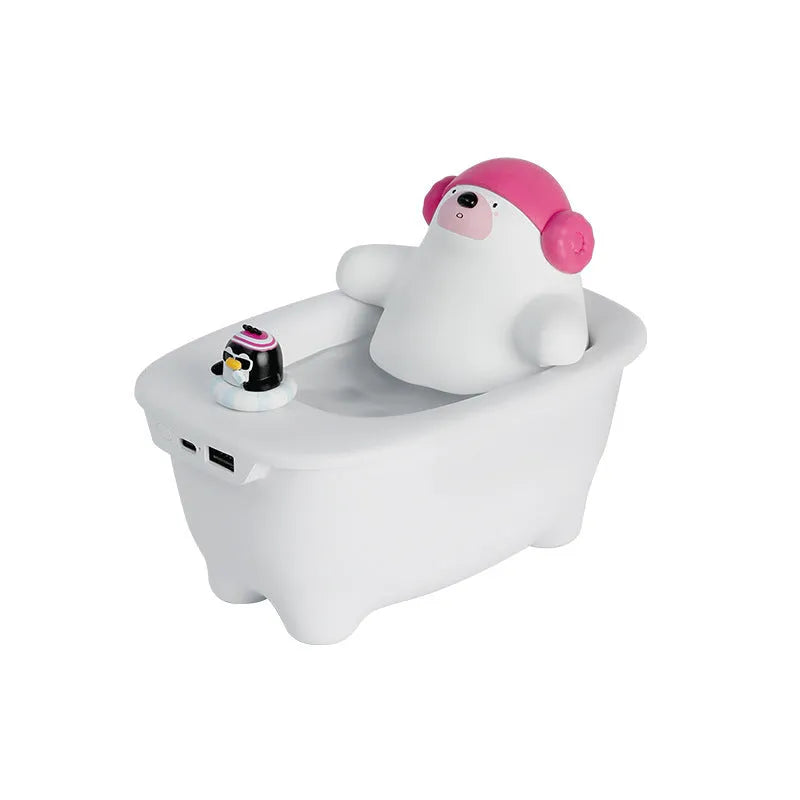 White creative air humidifier with 550ml tank and USB cable for home and office use