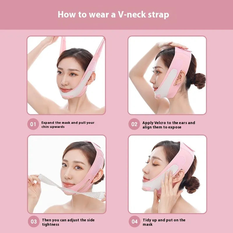 Elastic V face bandage facial contouring tool in pink and black colour options