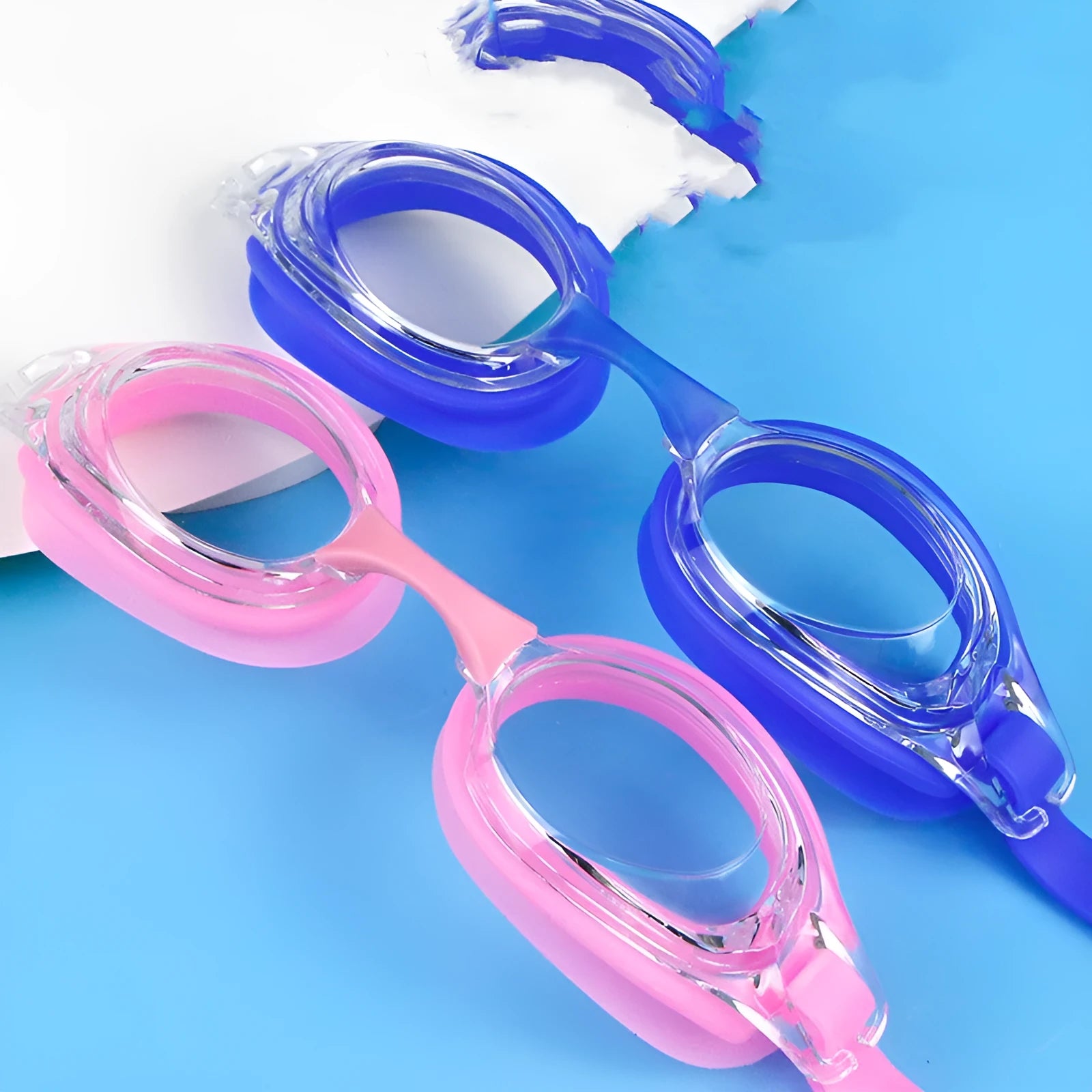 Myopia swimming goggles with anti-fog lenses and protective case