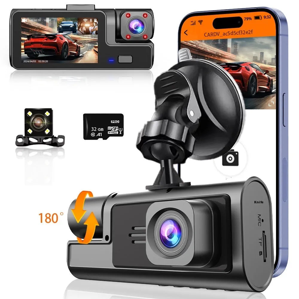 Front or rear car WiFi driving recorder with 2.0 inch screen on dashboard