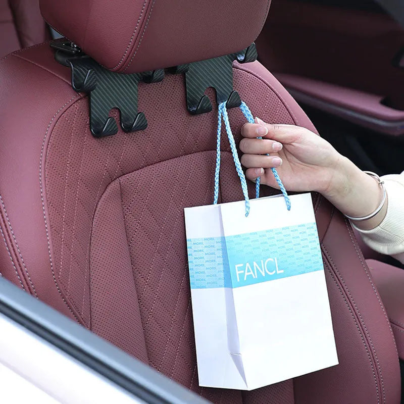 Black ABS plastic car hook and mobile phone bracket for rear seat storage