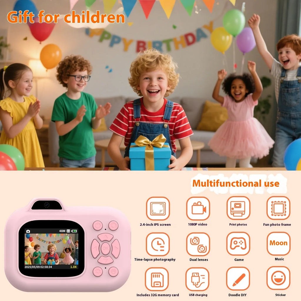 Children's plastic camera in blue colour with video recording and game functions