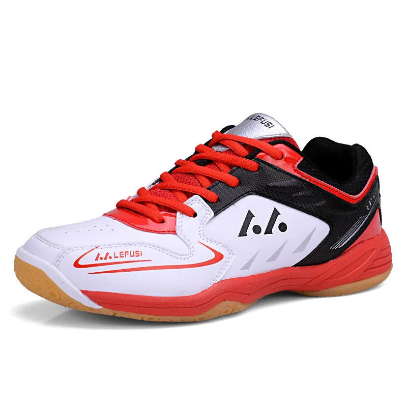 Casual multicolor low top badminton shoes with mesh lining and MD sole in red
