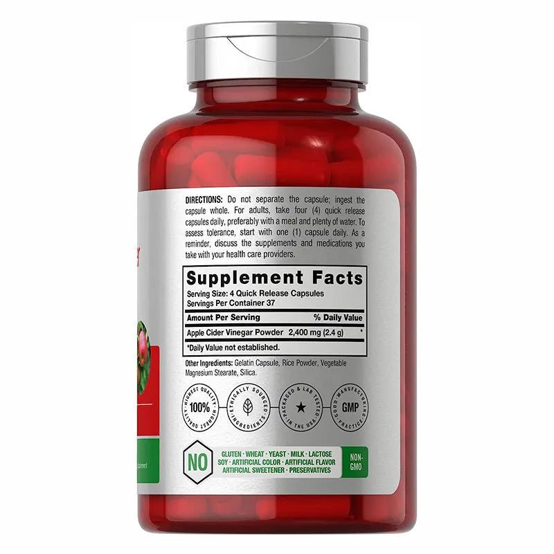 Apple vinegar health supplement capsules in 150 tablet bottle