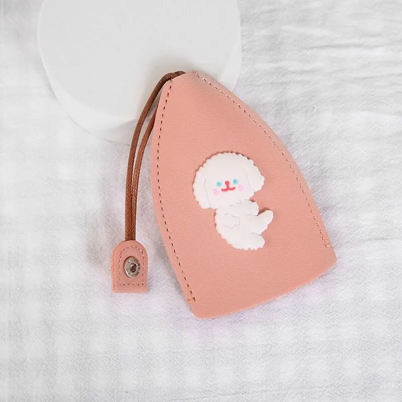 Cartoon design pull-out key case for car keys made from PU leather with pull-out tab