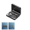 Black Bluetooth earphones with hanging ear design for running and driving activities