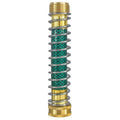 Brass garden hose connector with steel anti-kink spring measuring 15cm