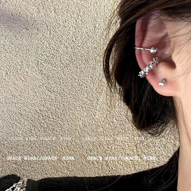 Geometric irregular frosty finish clip-on earrings in alloy with asymmetric design