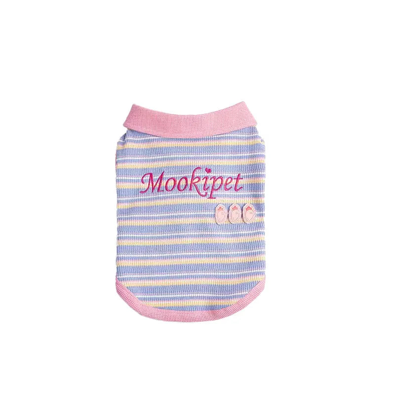 Pink purple fleece-lined autumn vest for a small dog or cat on a mannequin.