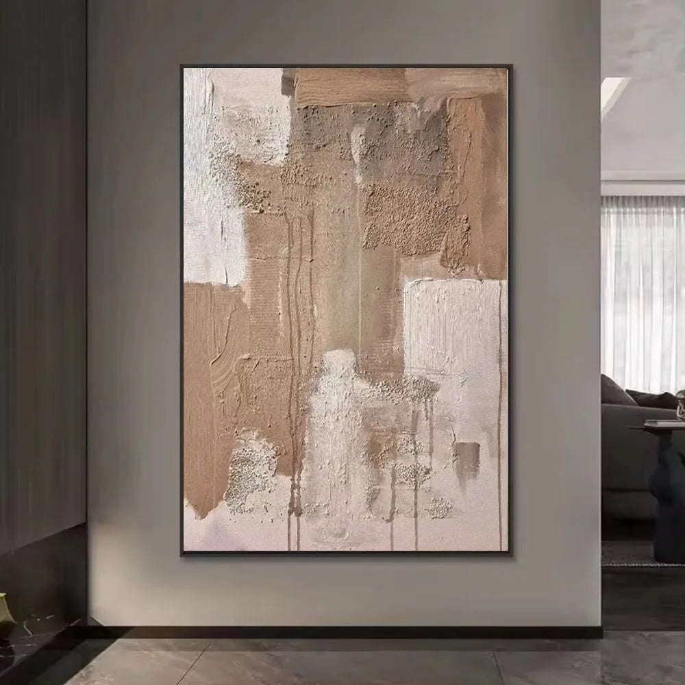 Handmade abstract oil painting on canvas, rolled and unframed, vertical one-panel wall art for living room or bedroom