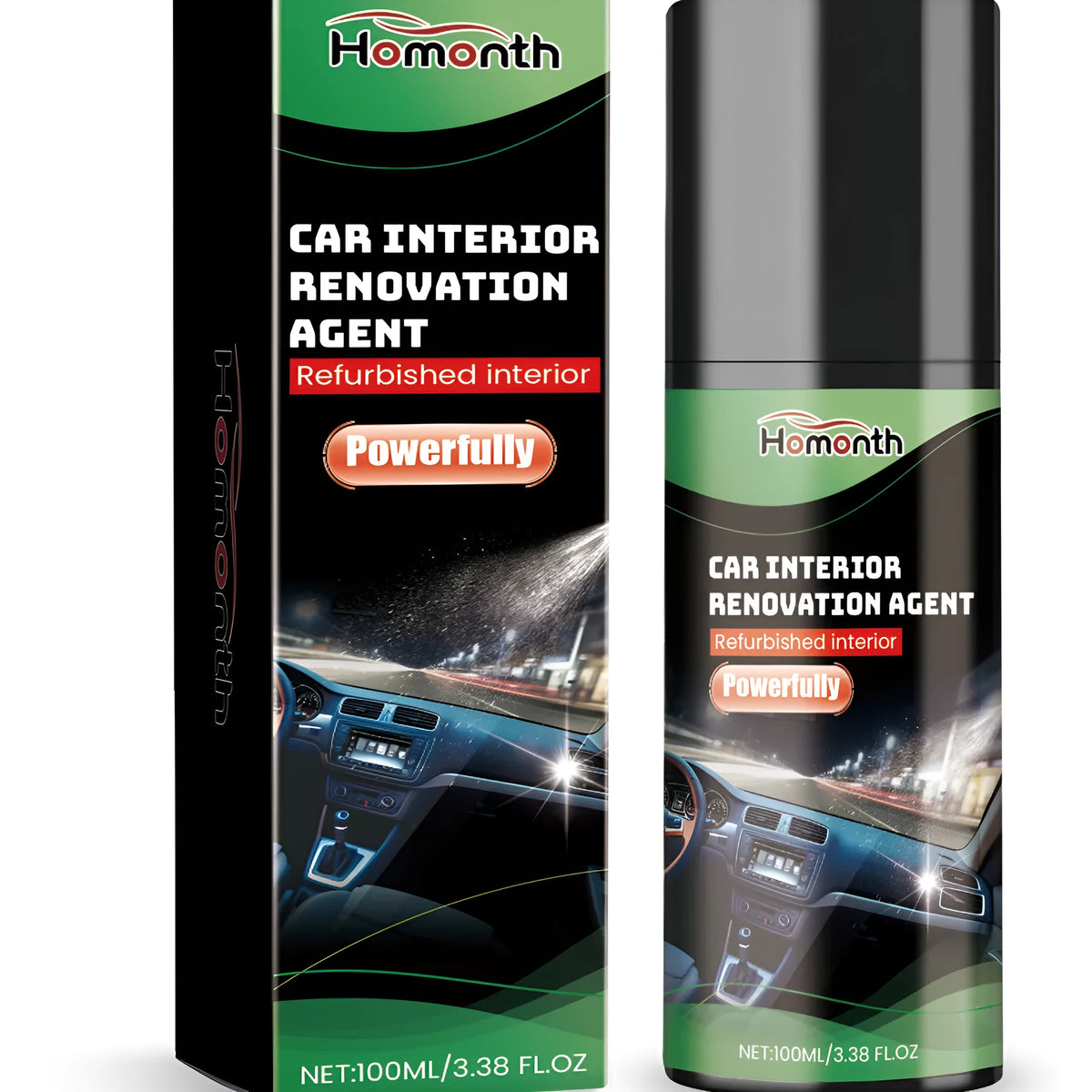 100ml automotive interior refurbishment agent in a 3.8x3.8x14.8cm PET bottle