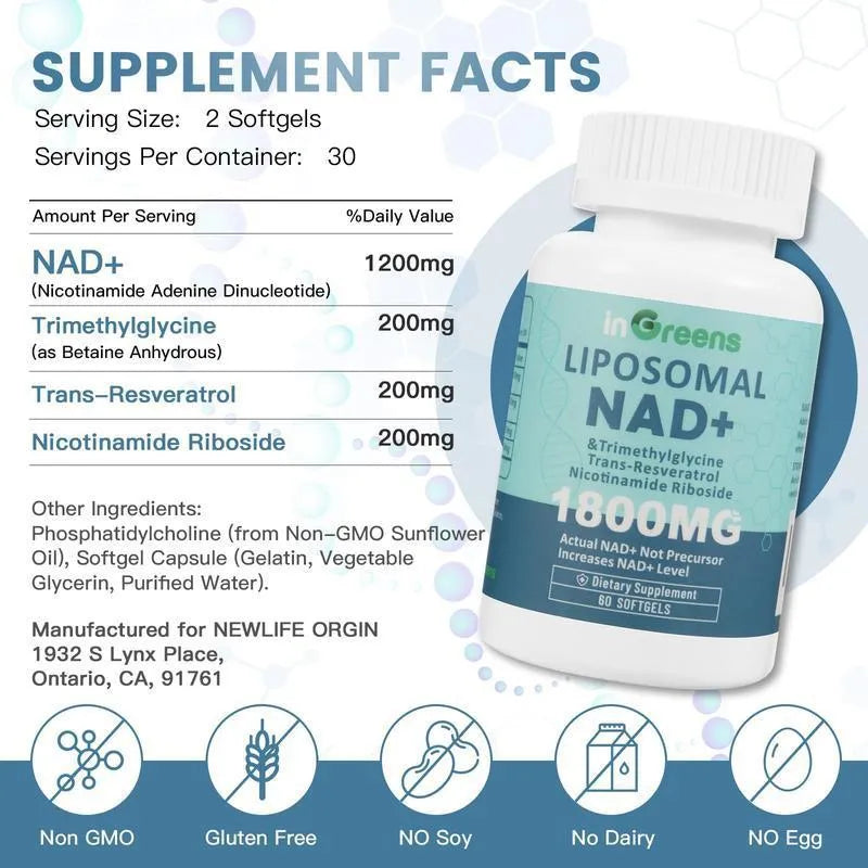 Bottle of NMN dietary supplement capsules with choice of 60 or 120 pieces per container