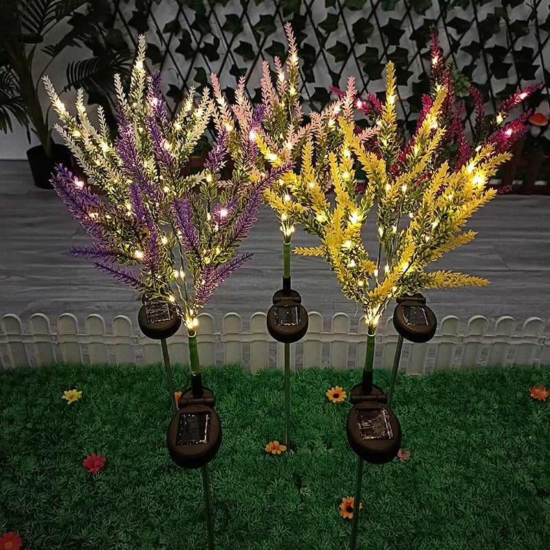 Solar-powered lavender flower shaped LED garden light for outdoor courtyard decoration