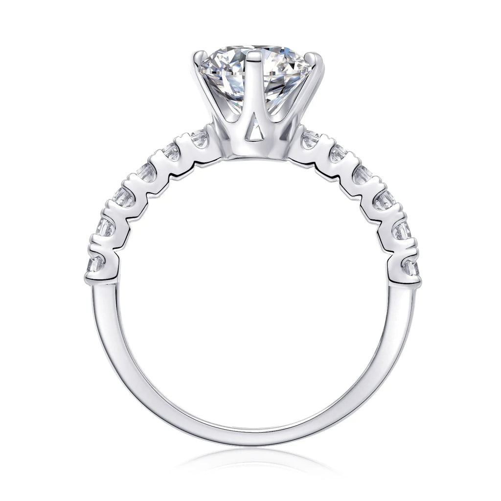 Goddess's Blessing wedding ring set with 2-carat moissanite, S925 silver platinum-plated, sizes 5-9, gift box.