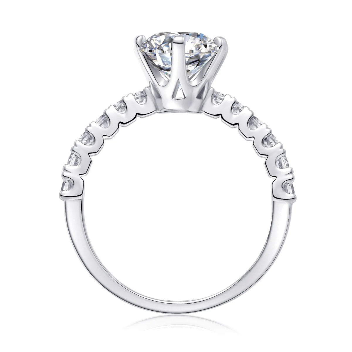 Goddess's Blessing wedding ring set with 2-carat moissanite, S925 silver platinum-plated, sizes 5-9, gift box.