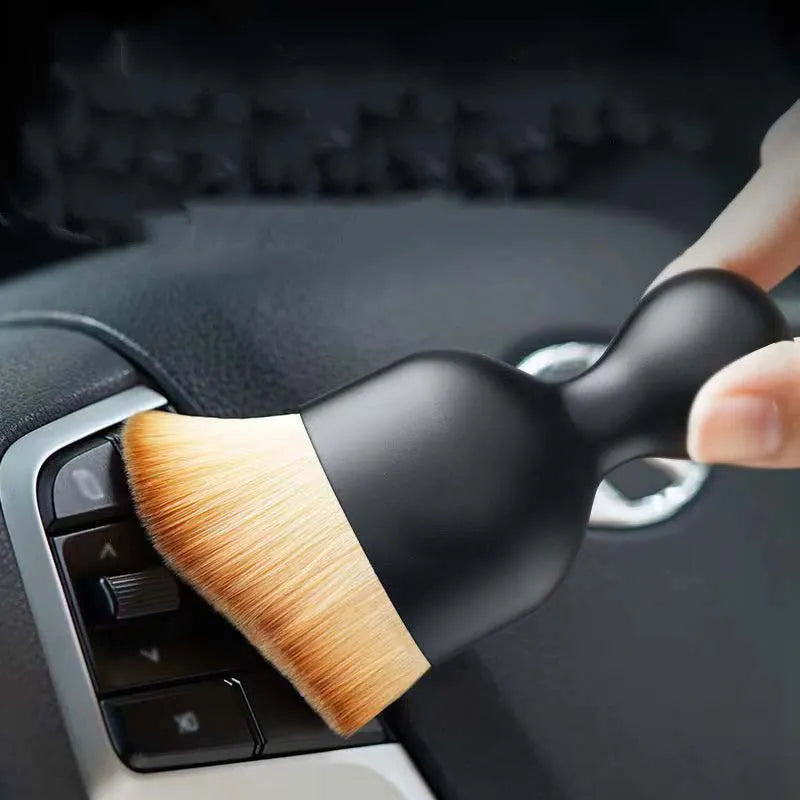 Car interior soft cleaning brush with PVC bristles in white, pink, and black colour options