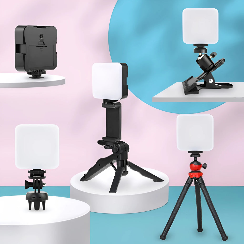 LED mini square outdoor pocket light tripod flash with universal camera compatibility