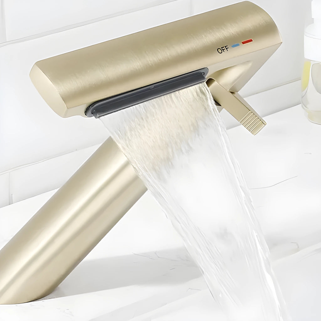 Copper bathroom washbasin mixing faucet, hot and cold, 912g, available in Brushed Gold, Chrome, Grab Gray and White