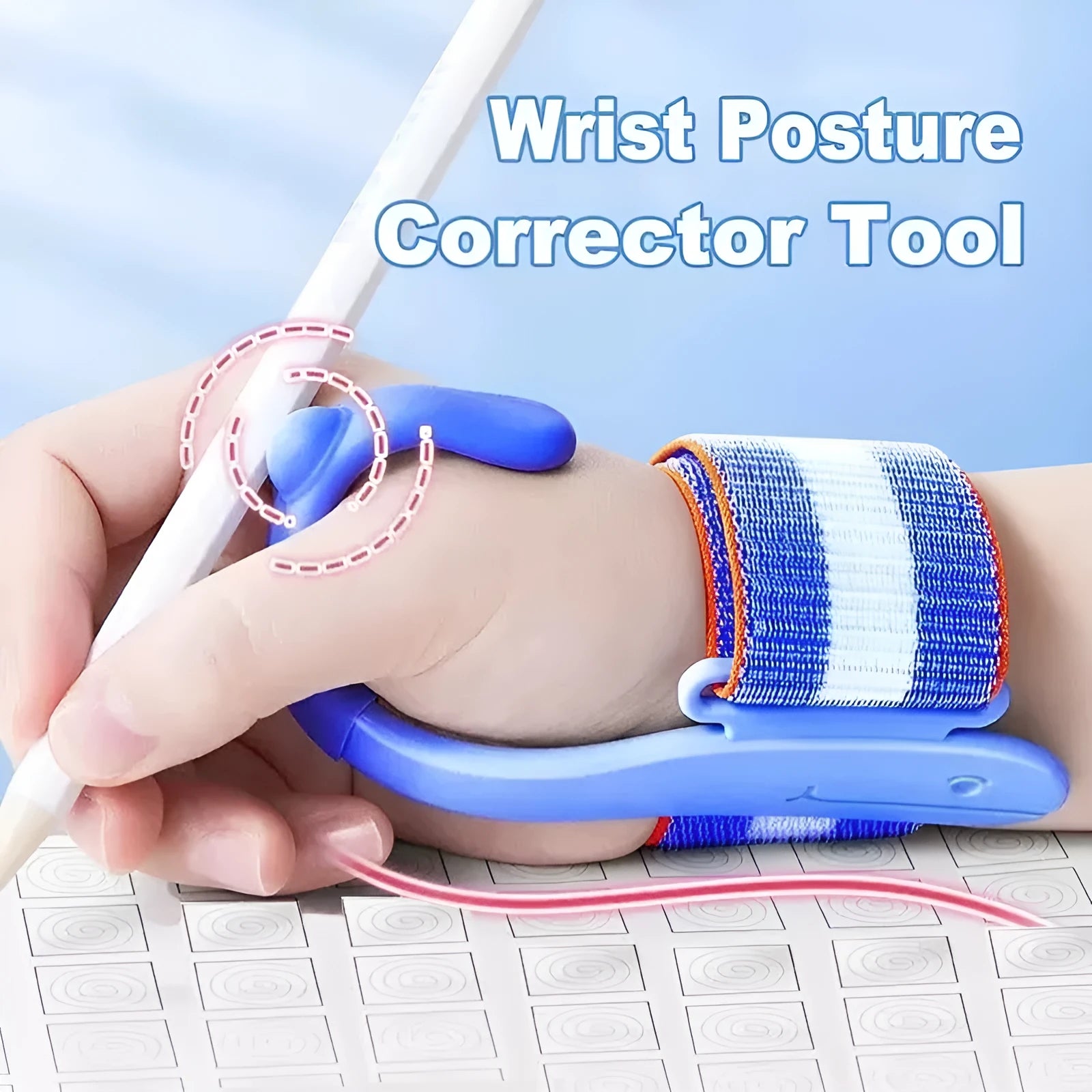 Blue and pink anti-hook pen holder corrector for writing posture training