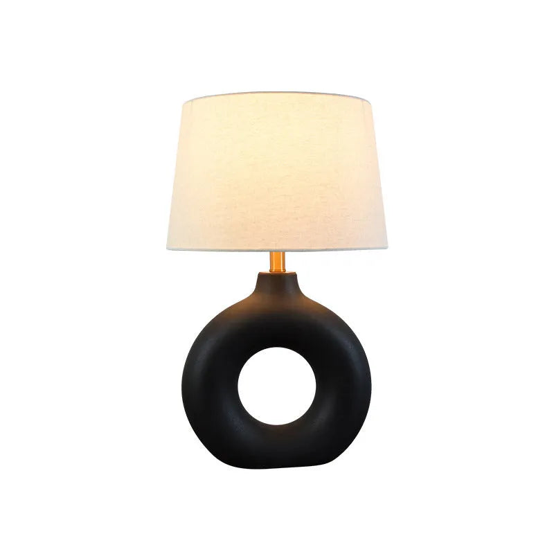 Feng Pottery Pot Table Lamp ceramic Japanese-style desk lamp in white or black