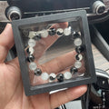 Natural black agate opal Tai Chi bracelet with 10mm beads in Chinese style for men and women
