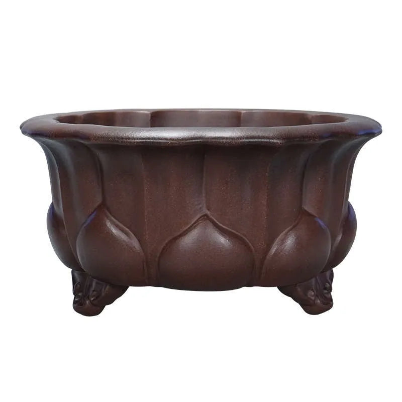 Purple sand succulent flowerpot with Chinese classical petal basin design measuring 37x37x20cm