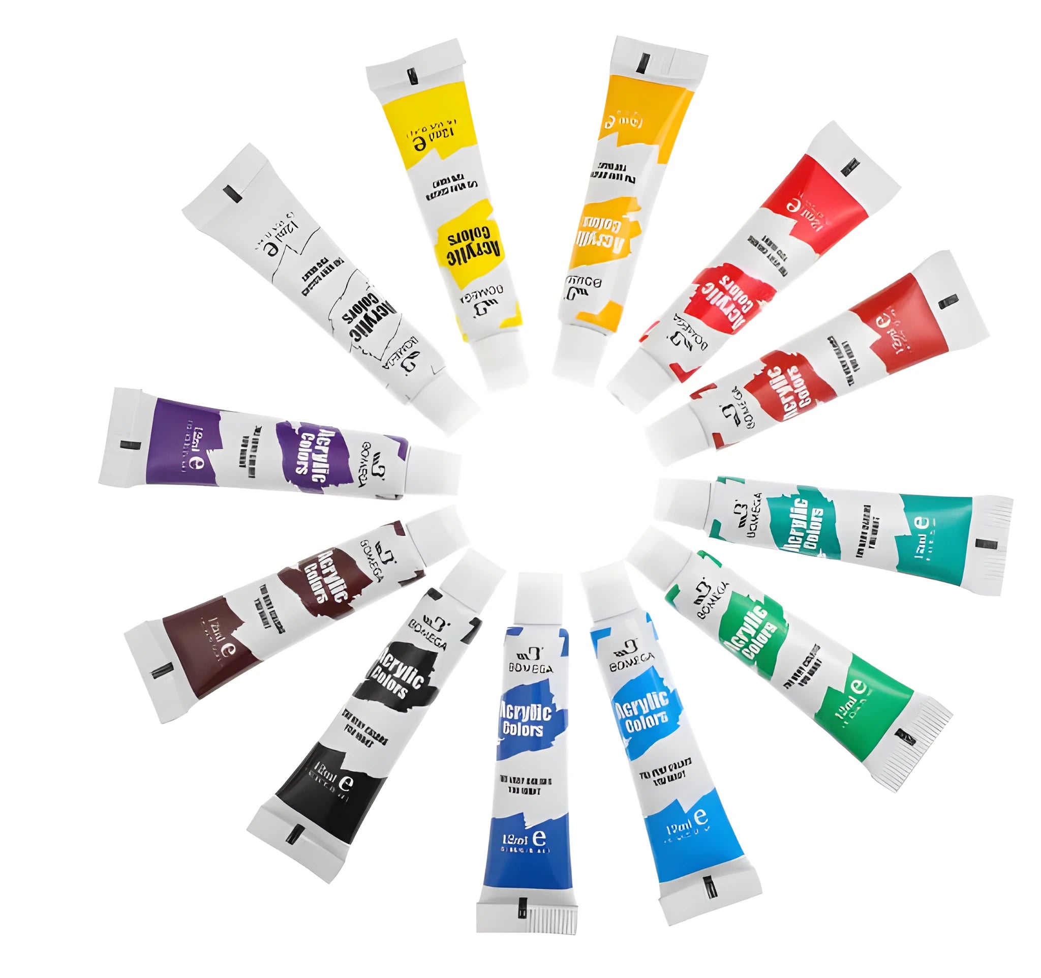 Multi-medium artist pigment paint set with tubes for six painting techniques including acrylic, gouache and watercolour