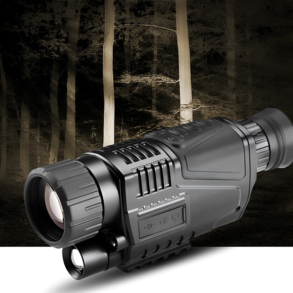 NV300 infrared digital night vision telescope body with 40mm lens, rubber-coated ABS casing, and included storage bag for outdoor hunting and bird watching