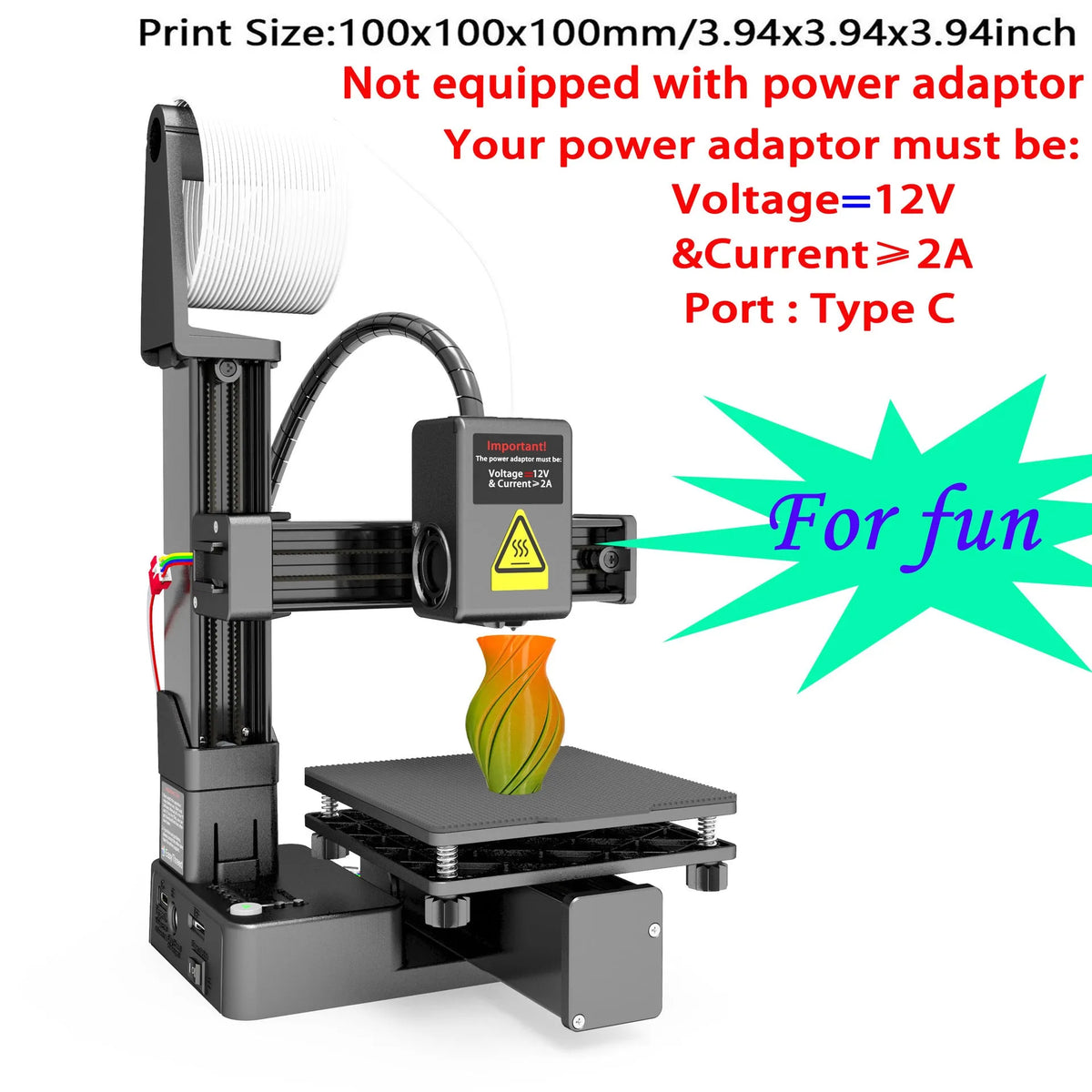 White EasyThreed K10 desktop 3D printer with 175mm build volume for TPU and PLA filament