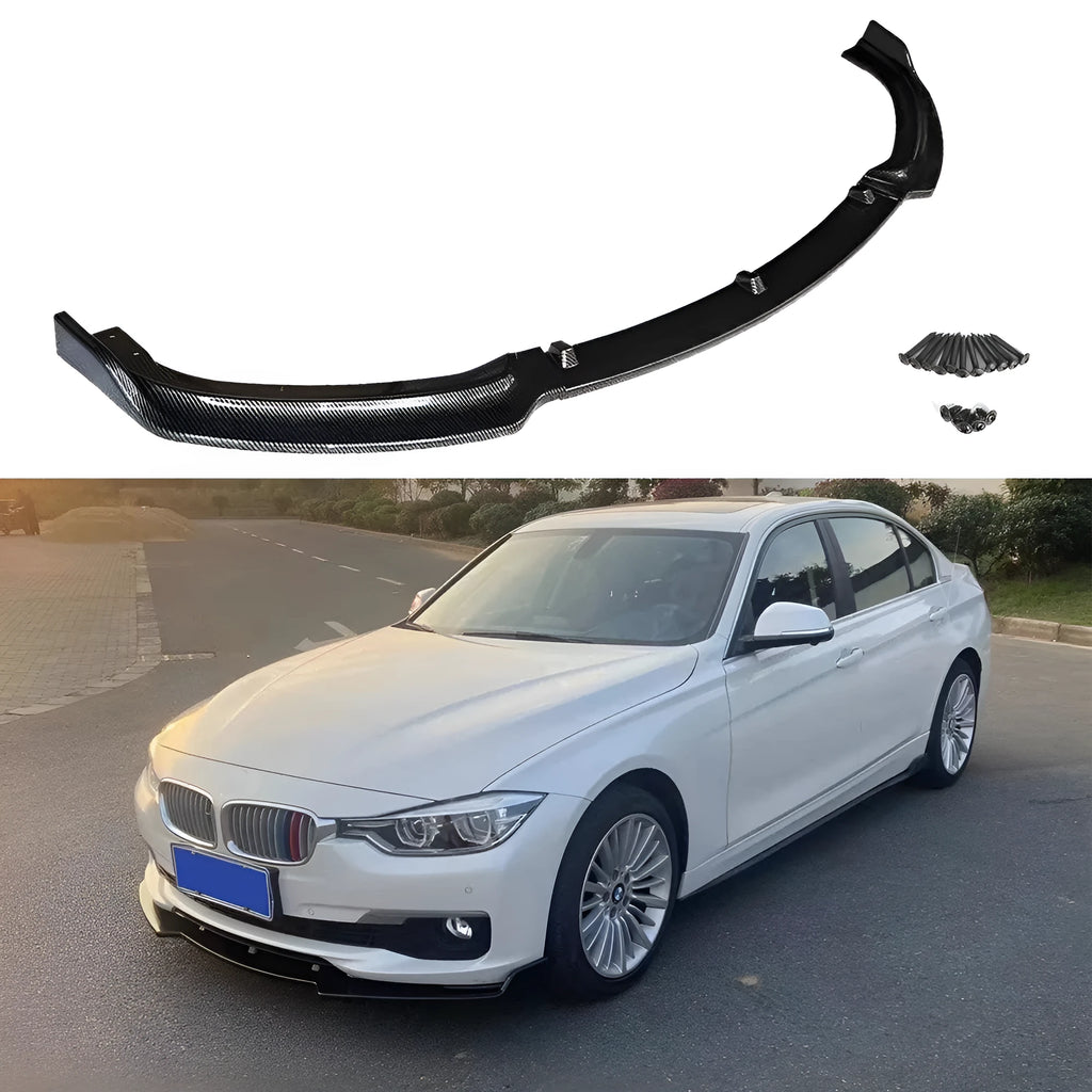 Bright black polypropylene front bumper lip spoiler for BMW 3 Series F30 F35 models