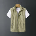 Men's slim-fit rabbit fur hooded vest waistcoat in army green colour