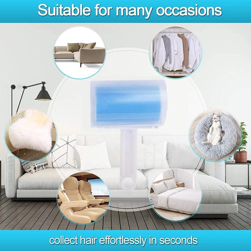 Blue washable reusable lint roller with protective cover for removing pet hair