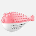 Silicone fish-shaped cat chew toy in blue, green, pink or yellow colours for interactive play