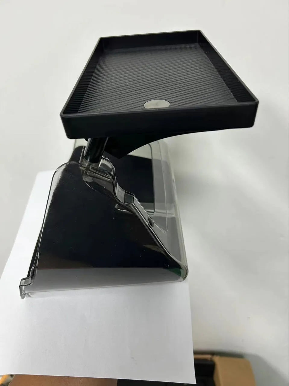 Black ABS plastic storage organiser tray for Tesla Model 3 and Y centre console.