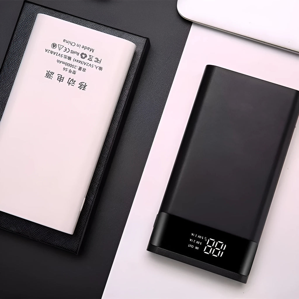 DIY power bank kit with digital display for 18650 batteries in black or white plastic shell