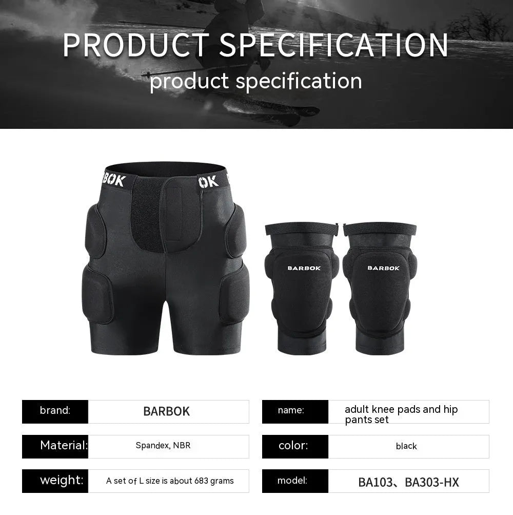 Black spandex hip protection pants with NBR foam padding for roller skating and skiing safety