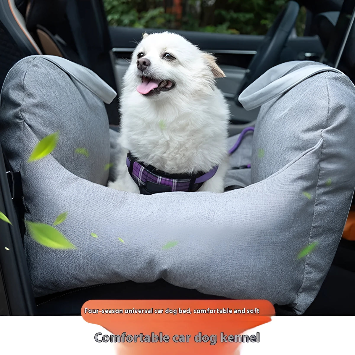 Portable cloth dog car kennel in dark gray, light gray or dark khaki, sizes S and L
