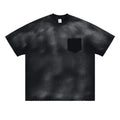 Black men's cotton t-shirt with letter print and drop shoulder sleeves