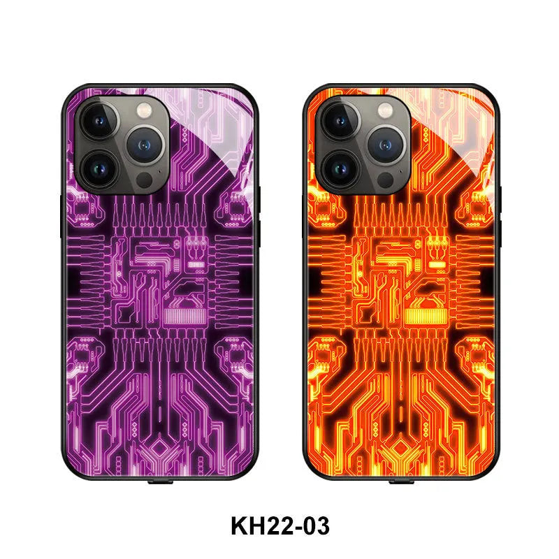 Luminous mechanical style iPhone case in tempered glass and TPU protective shell