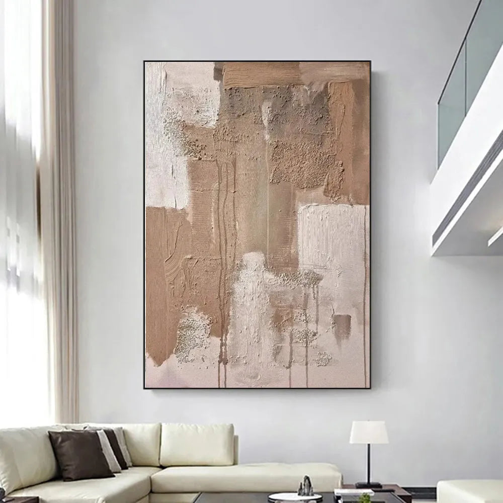 Handmade abstract oil painting on canvas, rolled and unframed, vertical one-panel wall art for living room or bedroom