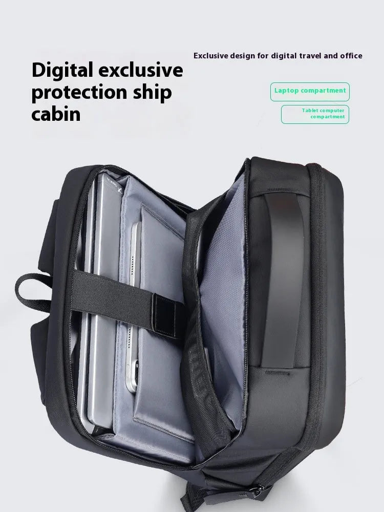 Graphite grey USB charging backpack with 20L capacity and Oxford cloth construction