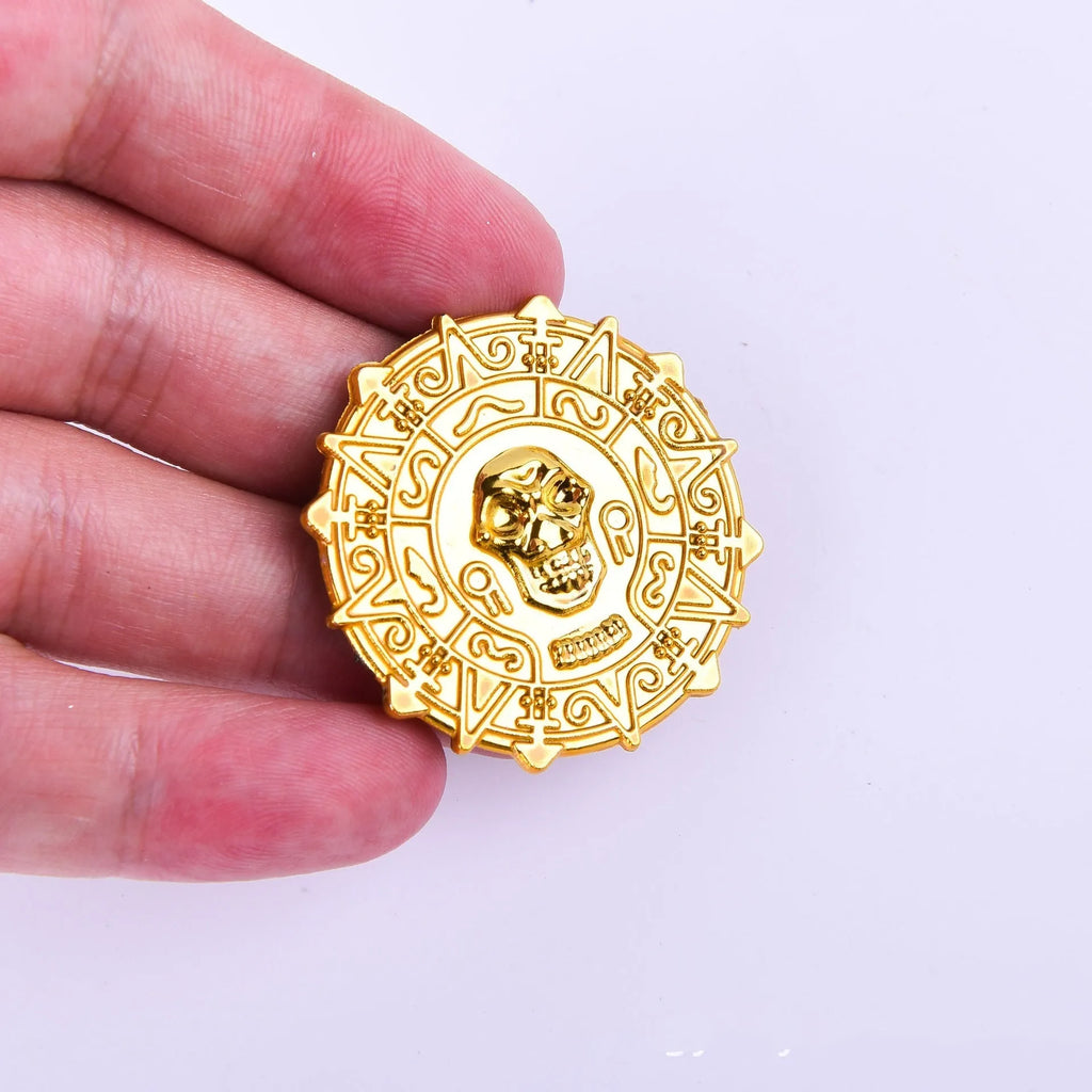 Plastic pirate gold coin toy, pointed style, 3.6cm x 0.2cm, pirate gold coin tip colour for Halloween dress up