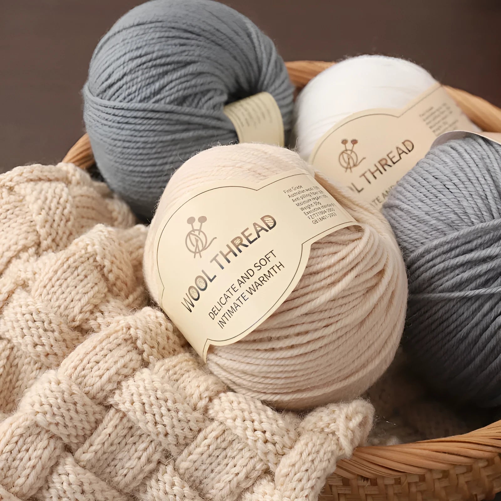 Hand knitting wool yarn in multiple colours for baby scarf and sweater projects