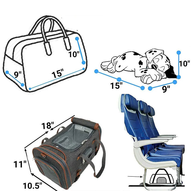 Large capacity waterproof Oxford pet bag in dark gray for cats and dogs